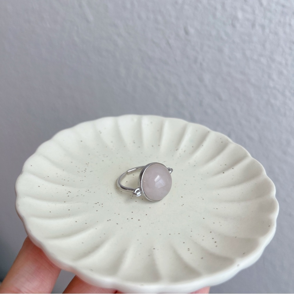 Pink and Silver Rose Quartz Ring with Minimalist Design